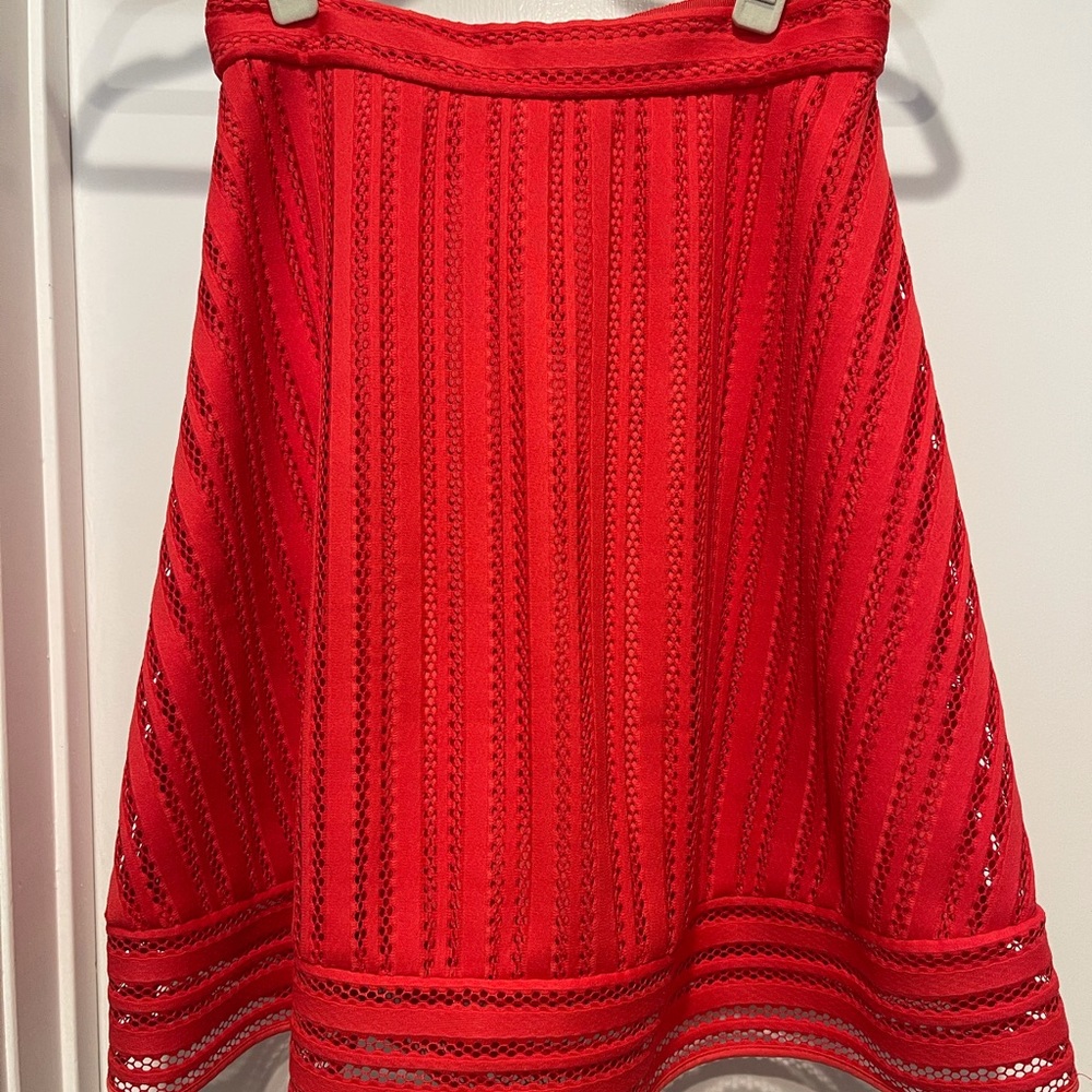 J.Crew striped eyelet red summer midi circle skirt